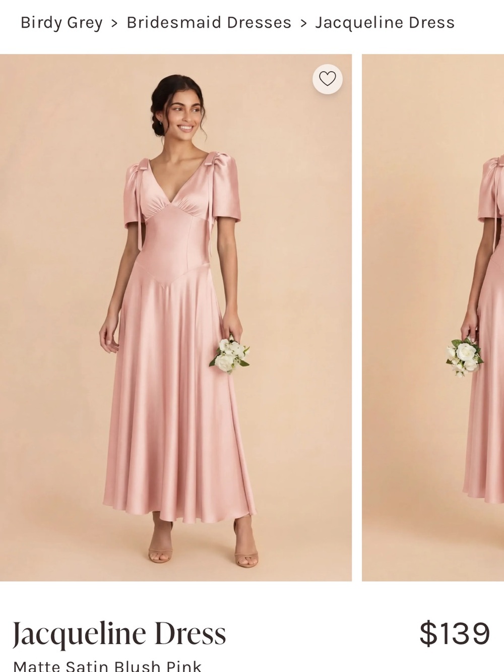 Birdy Grey Jacqueline Matte Satin Midi Dress - Blush Pink